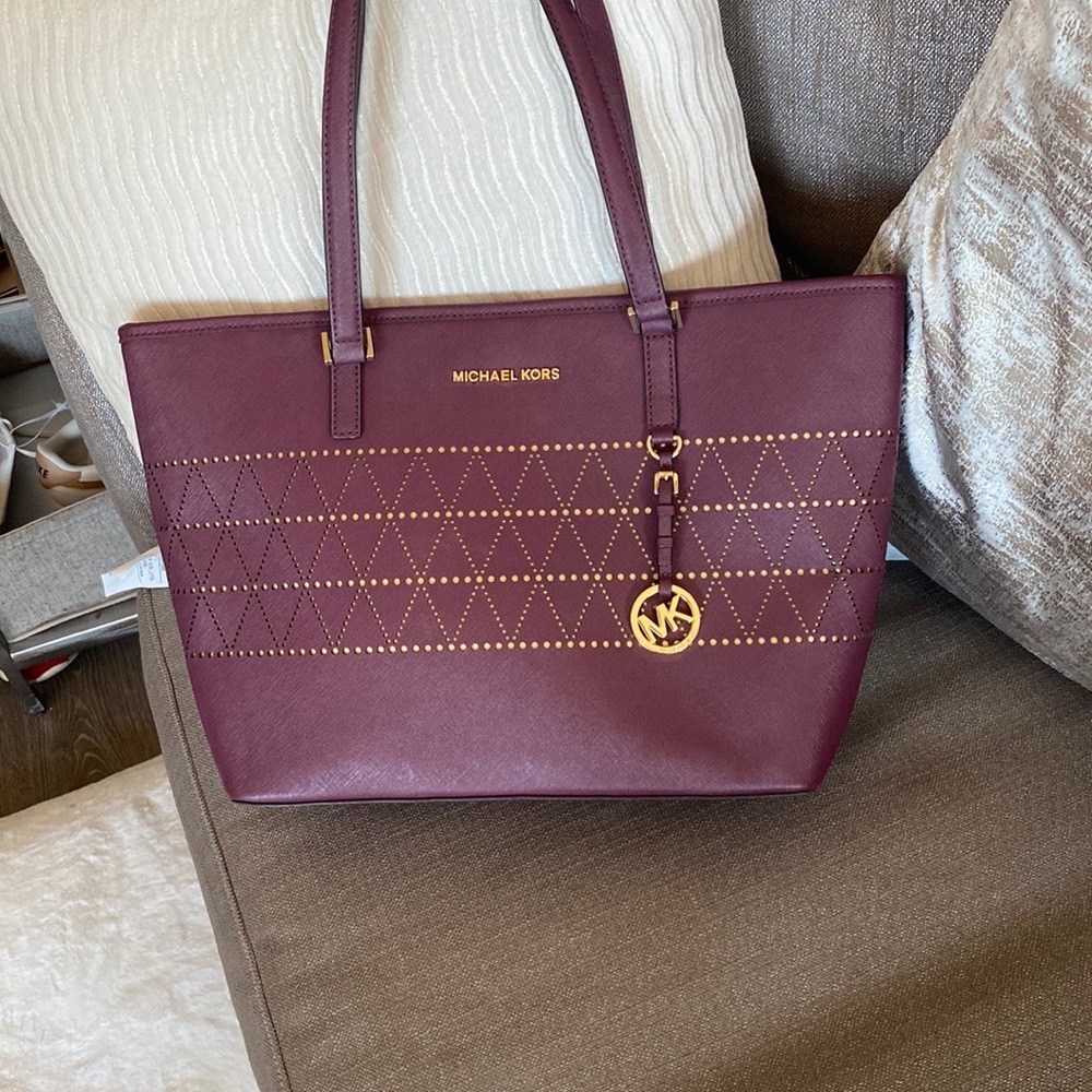 Michael Kors Burgundy Tote Bag